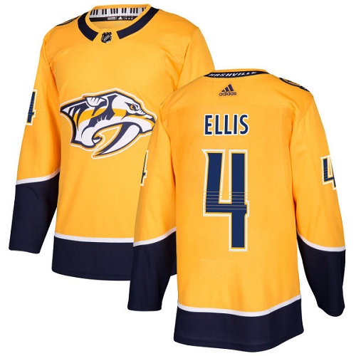 Adidas Predators #4 Ryan Ellis Yellow Home Authentic Stitched NHL Jersey - Click Image to Close